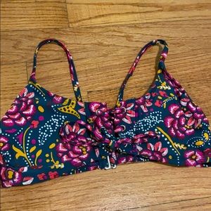 Xhilaration floral lace up bikini top
